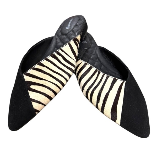 Birdies Swan Slides – Zebra Calf Hair & Suede – Size 7.5 – Excellent Condition